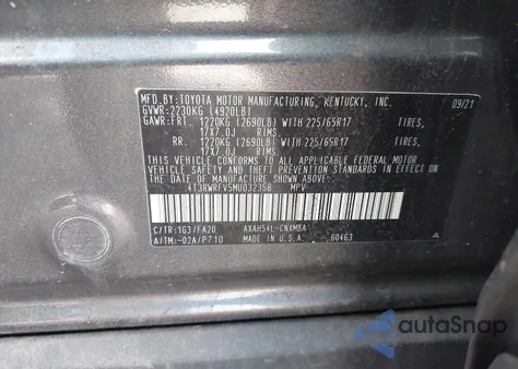 2021 Toyota Rav4 Hybrid Xle z USA, uszkodzony, nr VIN 4T3RWRFV5MU032358